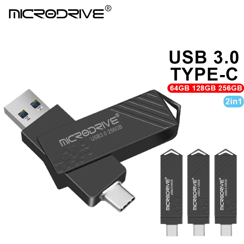 Type-C USB 3.0 2 IN 1 Pen Drive 256GB/128GB/64GB Multi-format Compatible U Disk