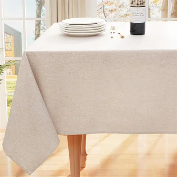 Olanly Rectangle Tablecloth Faux Linen Table Cloth Waterproof Wipeable Fabric Tablecloth Washable Table Cover For Kitchen Dining 1