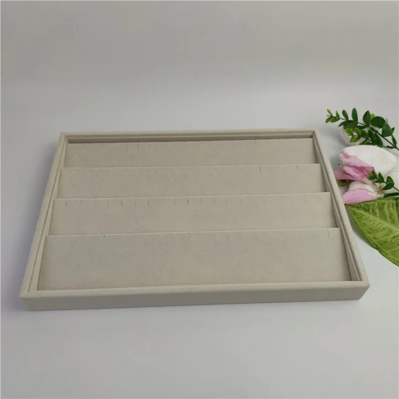 Brushed Leather Earrings Display Tray Velvet Necklace Showcase Props Jewelry Storage Accessory Counter Display Stand for Jeweler