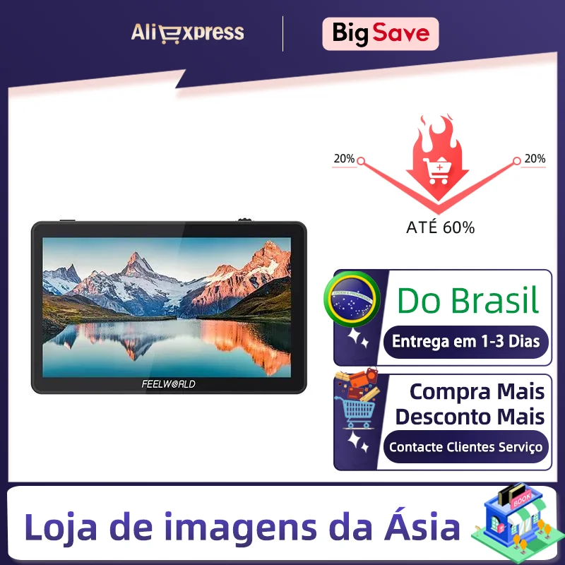 【 Do Brasil 】 FEELWORLD F6 PLUS V2 6 Inch Photography Camera Field Monitor 4K 3D Touch Screen IPS FHD 1920x1080 Video Focus HD 1