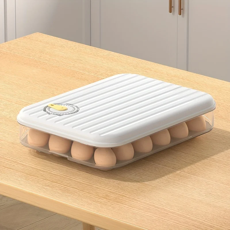 Description Picture 6 of item1PC 24 Grids Egg Storage Box Portable Multi Grid Fresh-keeping Box With Lid Stackable Plastic Egg Box Kitchen Fridge Egg Holder
