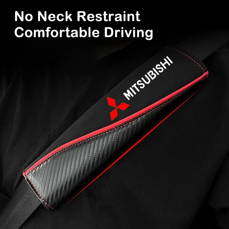 2Pcs Leather Car Safety Belt Cover Shoulder Protector Pad For Mitsubishi Outlander Lancer ASX EVO Pajeros Auto Accessories seat belt covers,seat belt protector