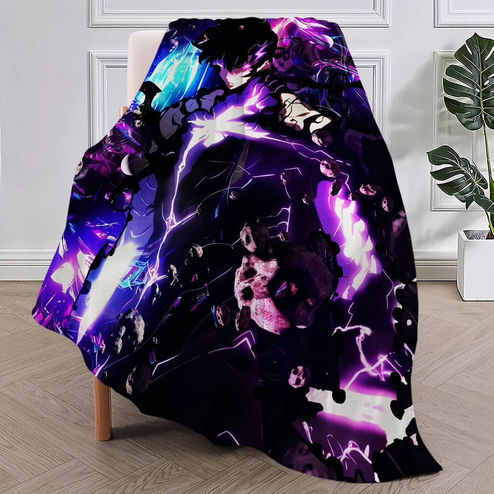 Anime Sung Jinwoo Blanket Plush Nap Sofa rug for Living S-Solo L-Leveling Room Office Bedroom Birthday Home Travel Kid Gifts 3