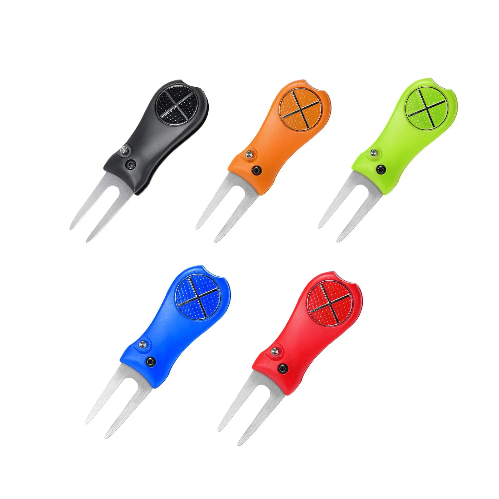 

Golf Divot Tool Golf Fork Folded Lightweight Metal Portable Lawn Repair Prong