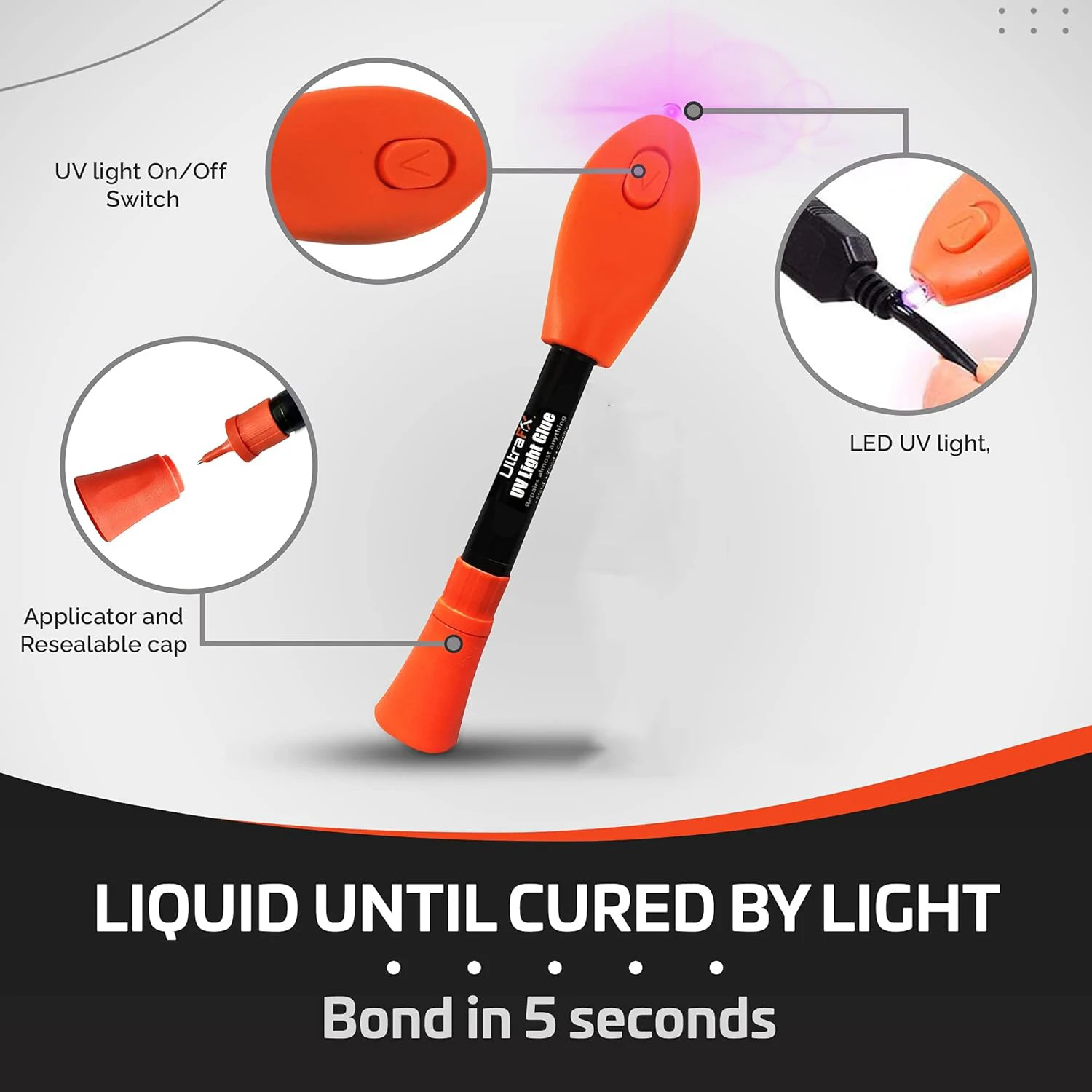 UV Glue UV Light Glue Super Glue 5 Seconds Fix Adhesives Sealer Curing Adhesive Bonding & Welding Glue Kit for Glass Metal