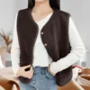 Women'S Teddy Fleece Vest Autumn Thin Vest Sleeveless Coat Plain Plush Vest Short Jacket Loose Fleece Vest Women Outwear 2