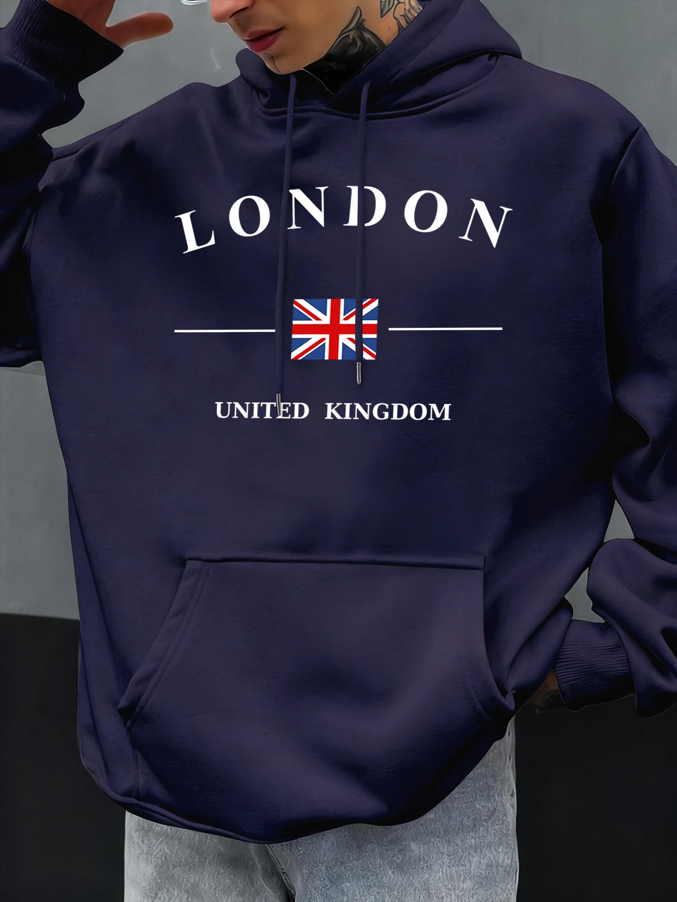 London United Kingdom Flag Printed Hoodies Men Fashion Autumn Hoody Casual Fleece Streetwear Oversize Hip Hop Pullover Male