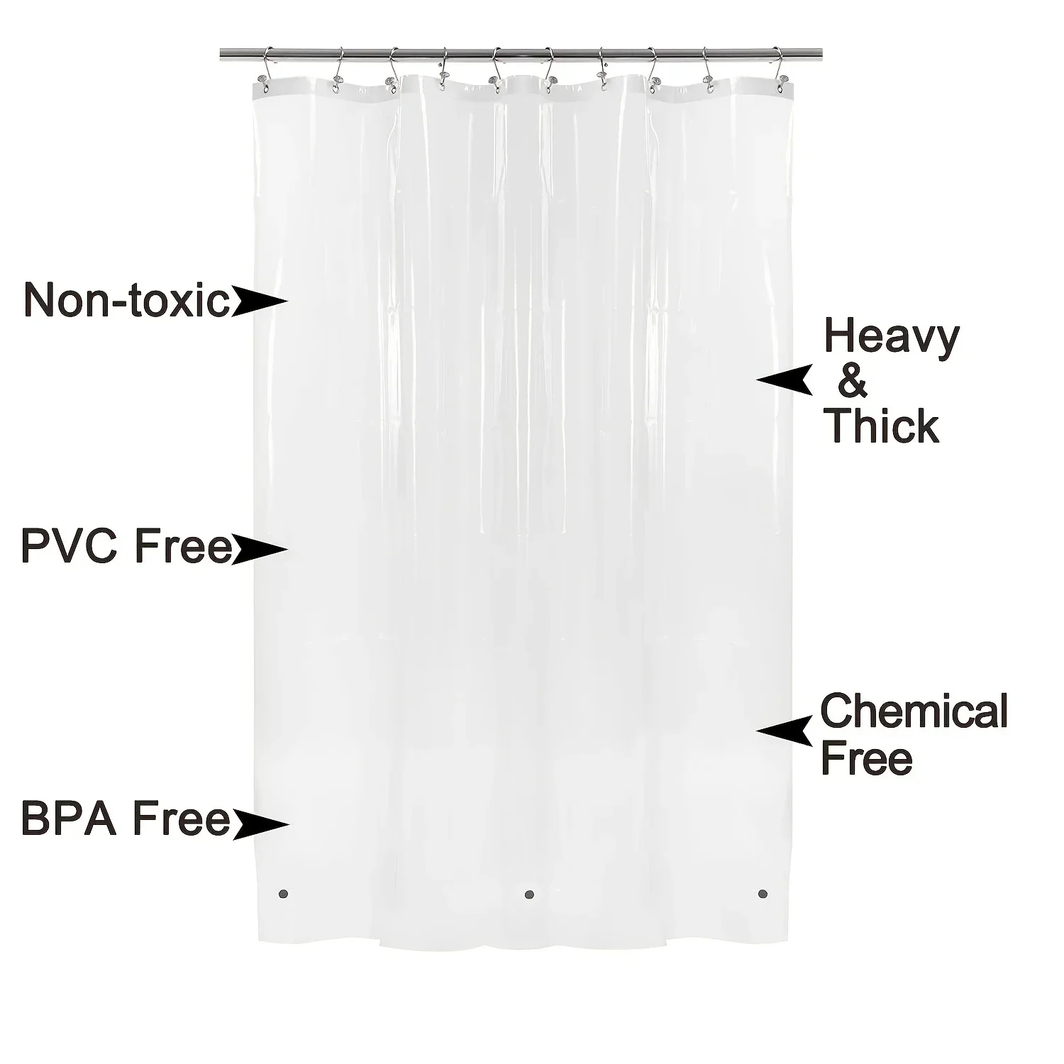 1pc Clear Peva Shower Curtain Liner 71x72in 3 Magnets Metal Grommets No Chemical Smell Easy Install & Maintain Shower Curtains