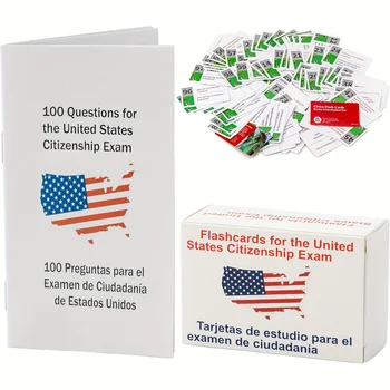 U.S Civics Test Flash Cards Combo Set With Bilingual Booklet Flashcards For Citizenship Naturalization Study Guides Cards Games 2