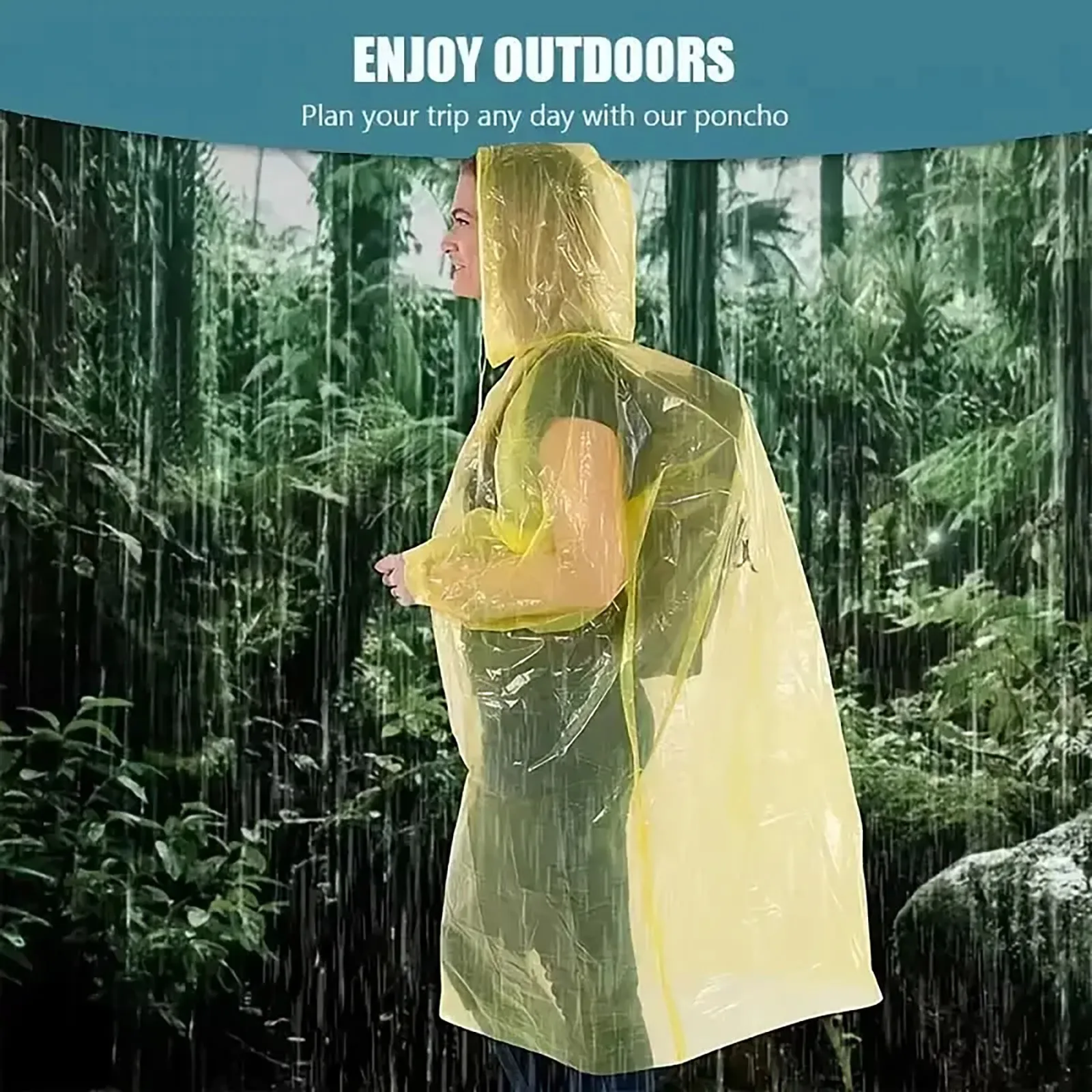 

5-50pcs Disposable Rain Ponchos Raincoat with Hood Adults Emergency Waterproof Raincoat for Camping Hiking Sport Outdoors