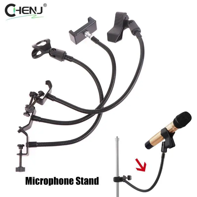 Flexible Mic Stand Universal Hose Shelves with Heavy Duty Desk Clamp Microphone Stand Mic Clip Holder Arm Desk Mount