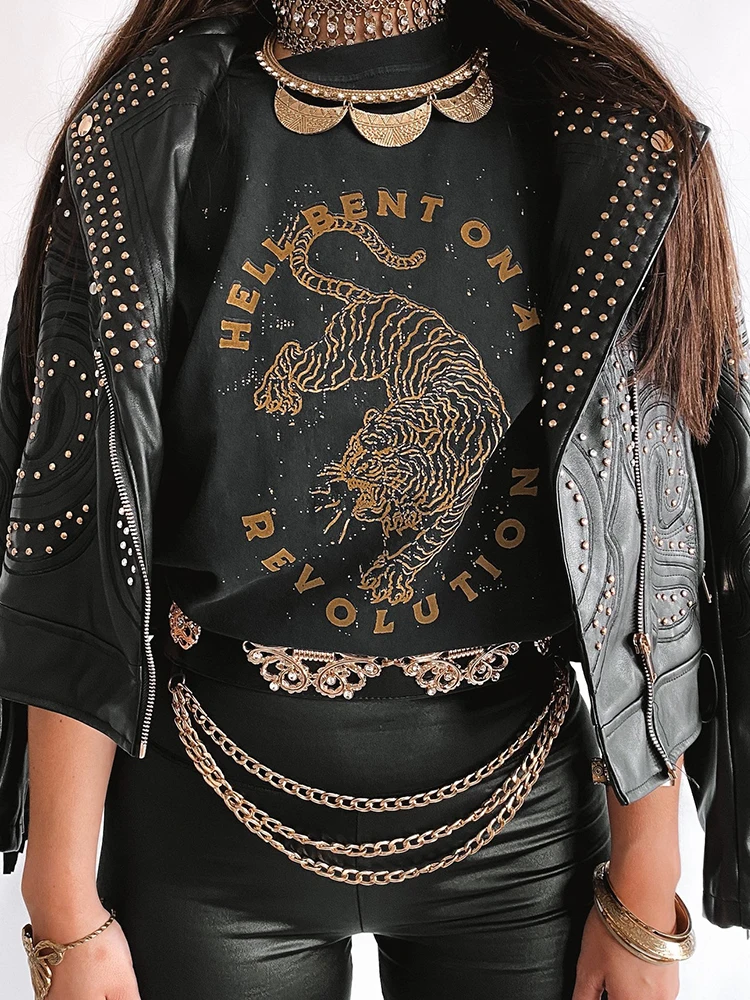 Hell Bent on A Revolution Print Women T Shirt Slit Classic Crew Neck Shirt Side Vintage T Shirt Femme Summer Loose Hip Hop Tops funny t shirts
