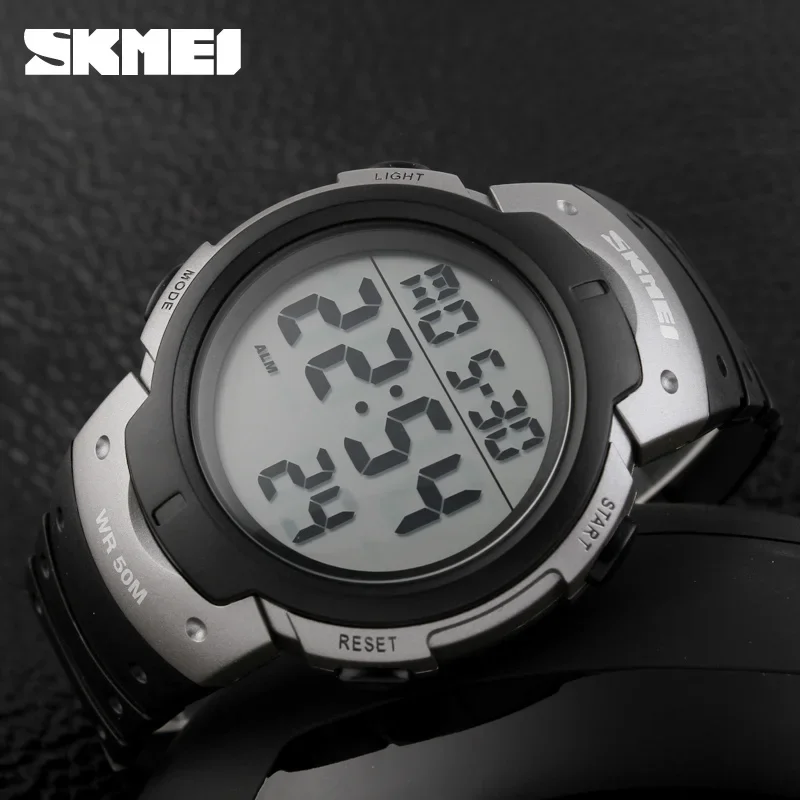 SKMEI 1068 Calendar PU Strap 5Bar Waterproof Digital Watch reloj hombre Outdoor Sport Watch Men Big Dial Fashion Simple Watches 3