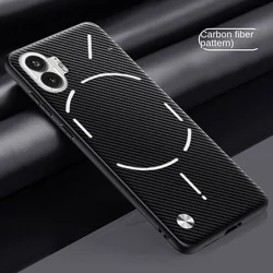 Soft Vegan Leather Grain Slim Protective Back Cover Case - Full Cover Phone Shell for Nothing Phone 1 (Carbon fiber black)