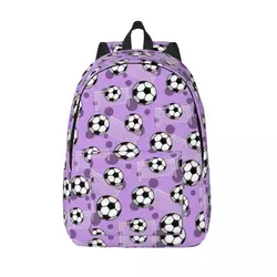 Purple Soccer Ball Goal Backpack for Preschool Primary School Student Sports Pattern Bookbag Boy Girl Kids Daypack Hiking