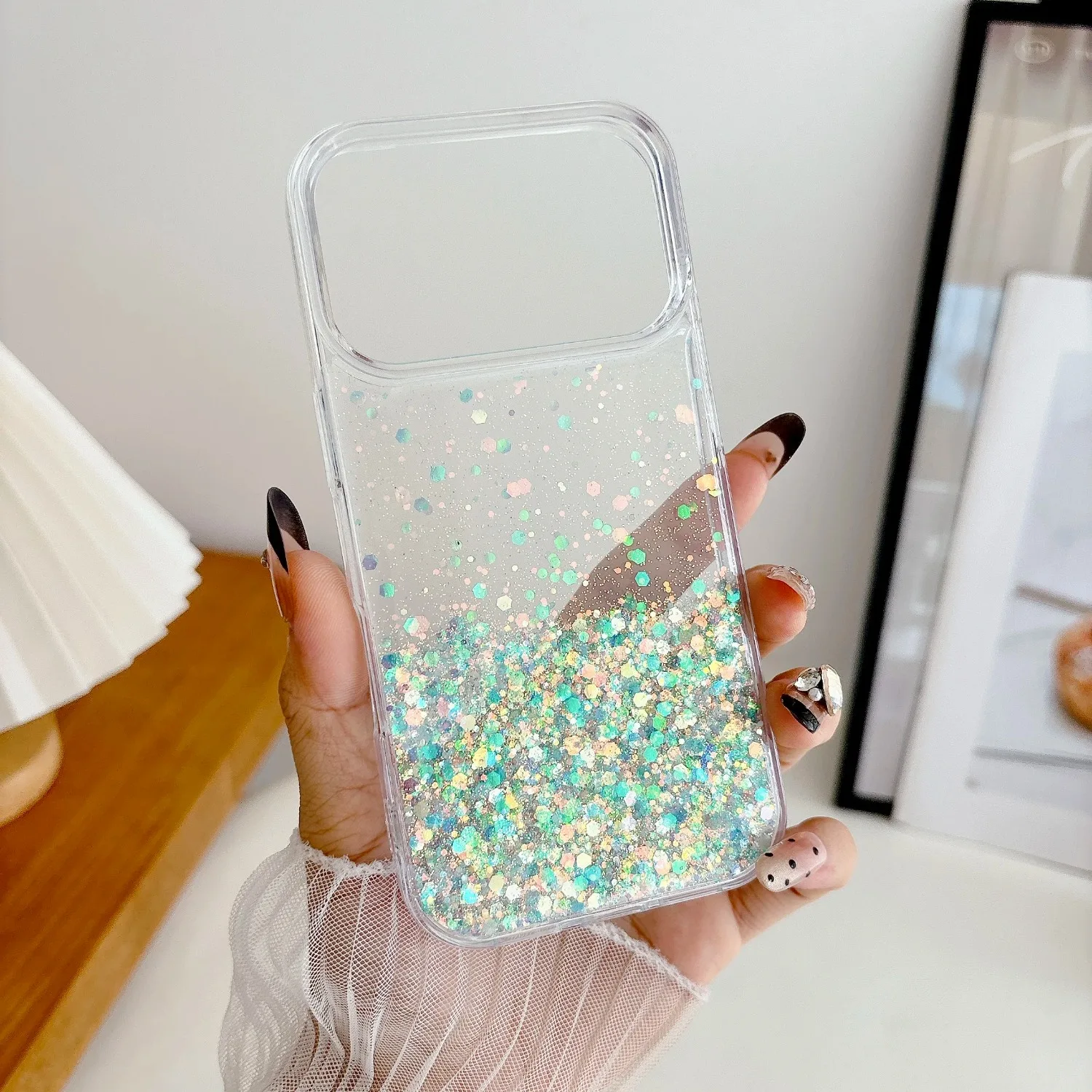 Night Glowing Luminous Glitter Silicone Phone Case with Neon Transparent Sequins Cover