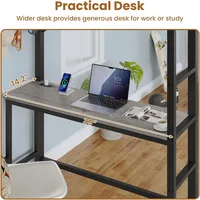 Twin Loft Bed with Desk & 8 Storage Drawers Tall Dresser, Black Metal Loft Bed with LED Lights & Charging Station, 2-Tier 4