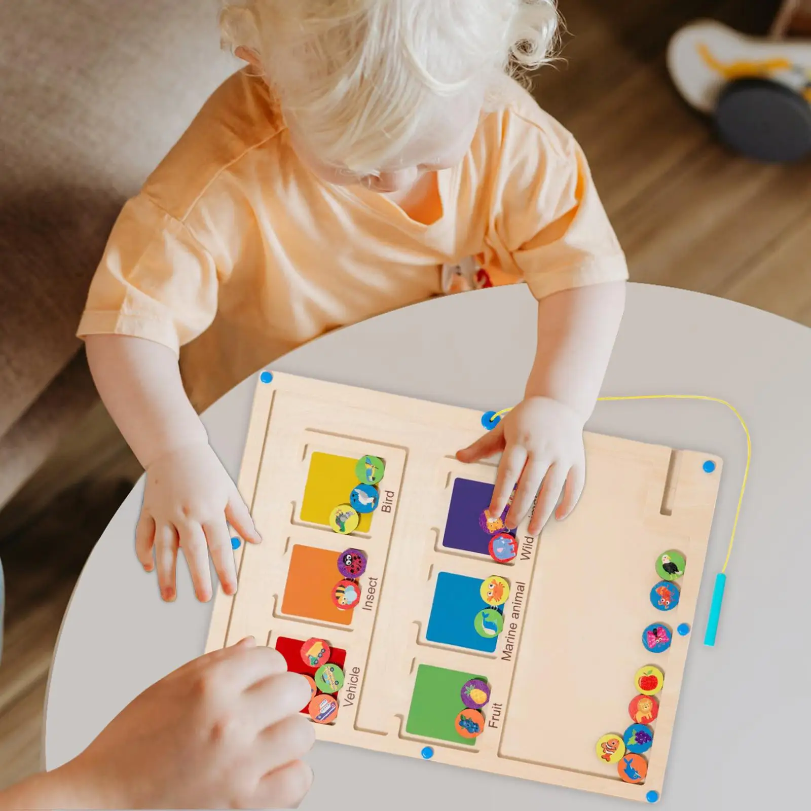 

Magnetic Maze Game Wooden Development Object Recognition Montessori Toys for Children Preschool Kids Girls Boys Birthday Gift