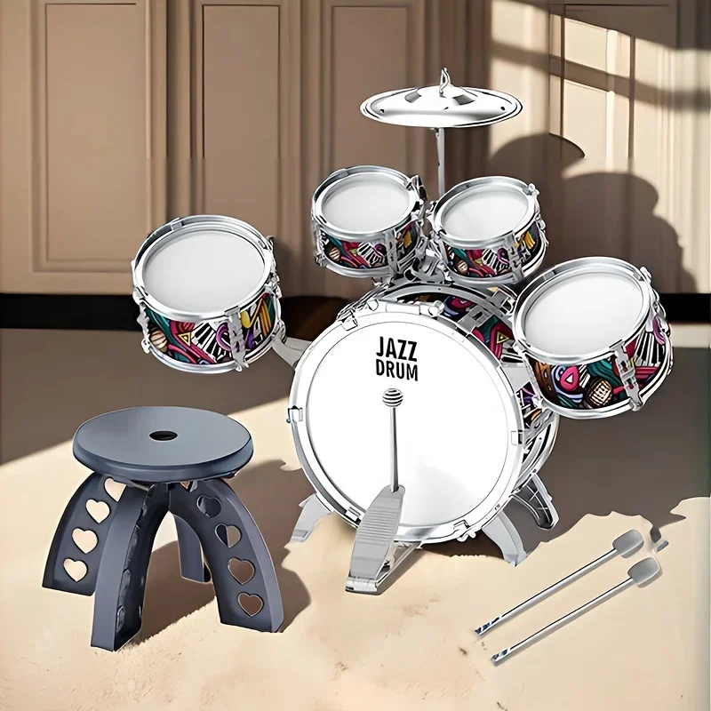 Children's Home Edition Jazz Toy Set Drum Set Newly Upgraded Rock Drum Suitable for Cultivating A Rock Music Heart in Children