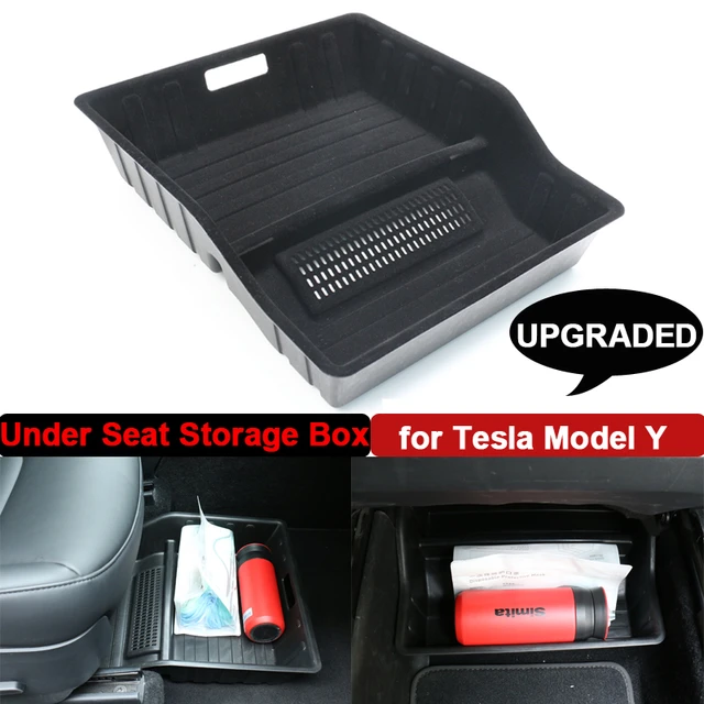 Upgrade unter Sitz Aufbewahrung sbox für Tesla Modell y verbunden Organizer  Container mit Luft auslass abdeckung Innen zubehör - AliExpress