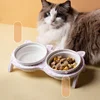 3pcs/set (1pc rack + 2pcs bowl) Non-Slip Ceramic Double Pet Food Bowl for Cats and Dogs - Prevents Spills and Slips 2