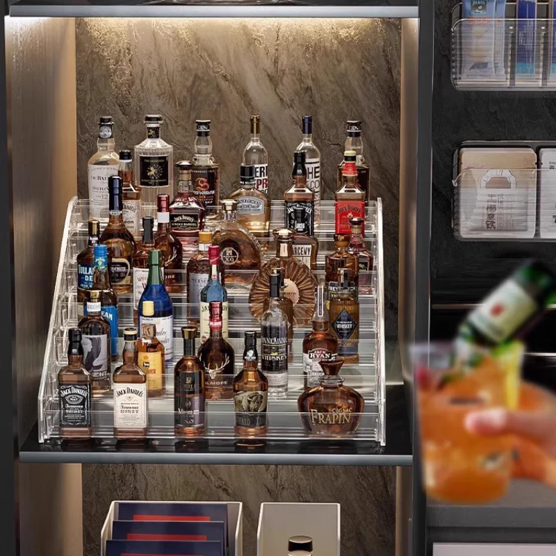 Mini Ladder Style Small Liquor Rack Acrylic Showcase Imported Display Rack Liquor Cabinet Layered Collection Bar Furniture