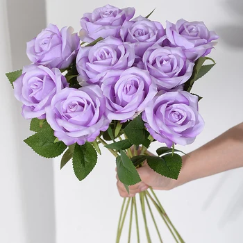 10pcs 51cm Long Stem Silk Artificial Rose Flowers Wedding Home Table Decor Bouquet Garden Arrange Valentine's Day Presents 1
