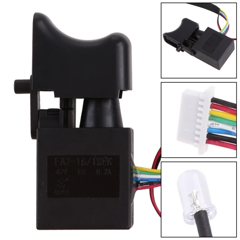Bor Listrik ป้องกันฝุ่น Speed Controller Push ปุ่มลิเธียมแบตเตอรี่ไร้สาย Trigger Switch DC 7.2-24V สำหรับเครื่องมือ M4YD 1