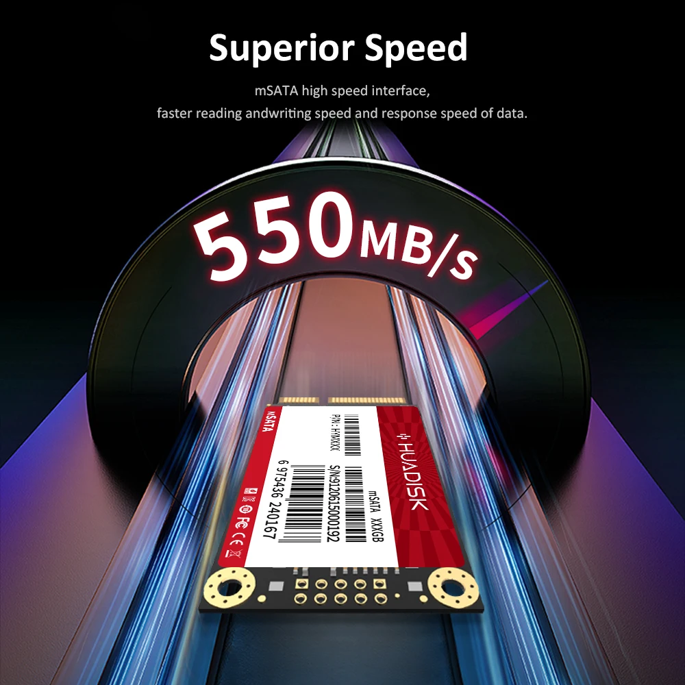 HUADISK mSATA SSD 128GB 256GB 512GB 1TB 2TB Mini SATA3