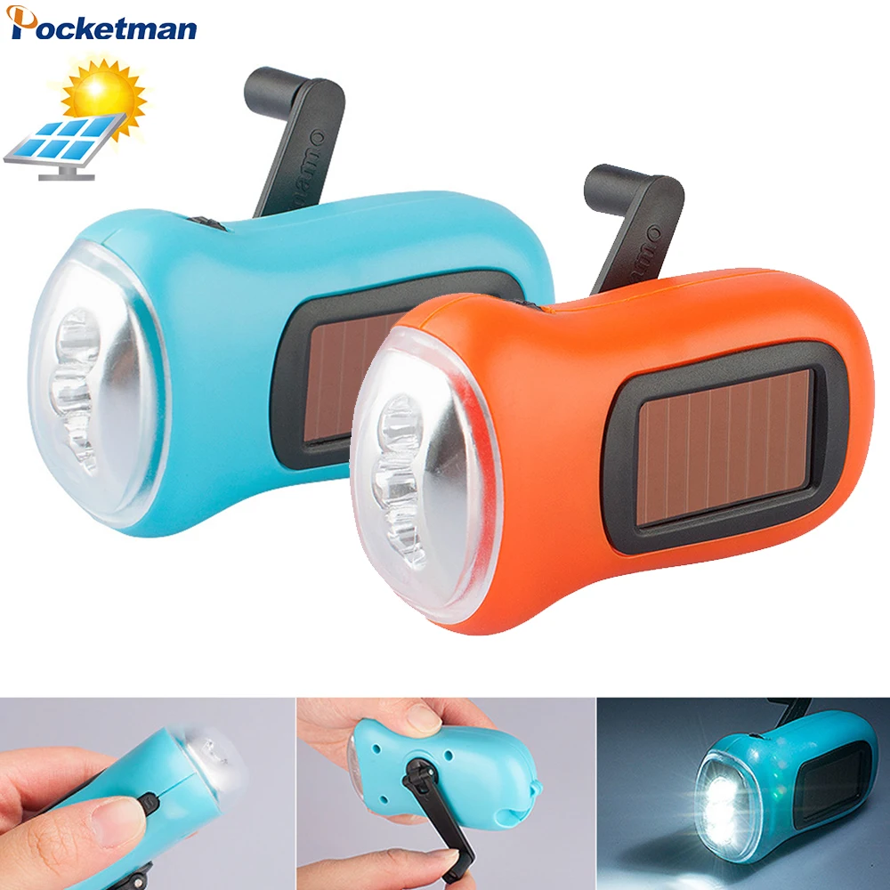 Solar Camping Lanterns, Hand Crank Flashlight, USB Rechargeable LED  Lanterns with 3000mAh Capacity Battery, 3 Powered Ways Outdoor Portable  Survival