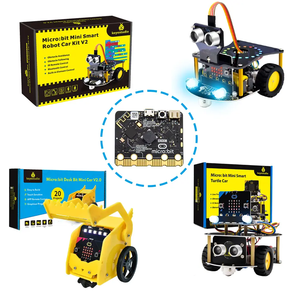 Keyestudio Micro:Bit V2 Robot Car Kit for MicroBit Smart Robot Car STEM Programmable Electronic Study Kit Kids Educational Toys image 1