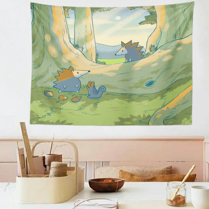 Tapestry Decor Healing Cartoon Small Animal Tapestry Bohemian Kawaii Accessories Room Tapestries kawaii Ccessories Room Wall Cloth Tapestries