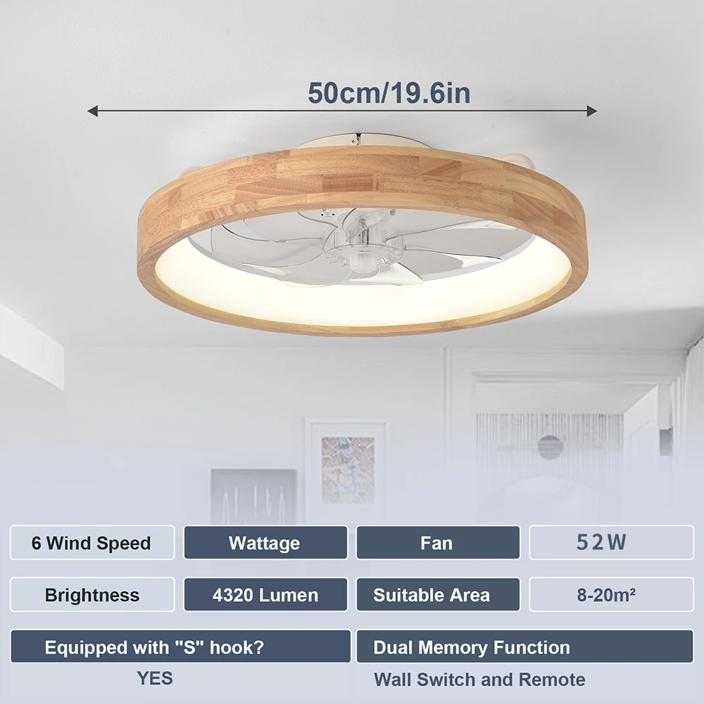 LED Ceiling Fan with Light Dimmable Timing with Remote Control 5 Invisible Reversible Blades Semi Flush Mount Low Profile Fan ceiling fan led ceiling fan lights led fan light