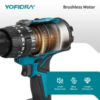 Perceuse à percussion électrique sans fil YOFIDRA 900N.M 13MM, 20+3 réglages de couple, visseuse portative, outil électrique compatible avec batterie Makita. 2