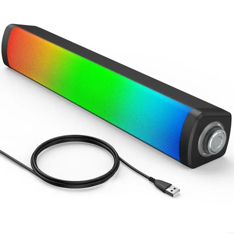 A3PD Stylish Desktop Bluetooth-compatible Soundbar Speaker with Surround Stereo Sound and LED Lights for Home Entertainment