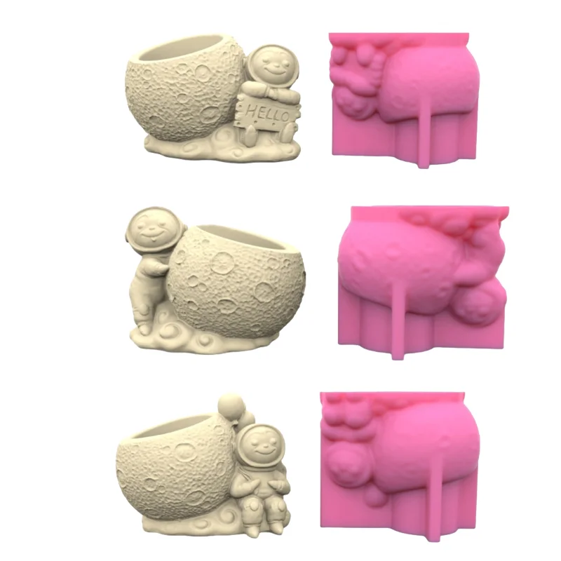 

Flowerpot Silicone Mold Concrete Moulds Standing Astronaut Shape Flowerpot Molds Cements Mould Silicone Material for DIY