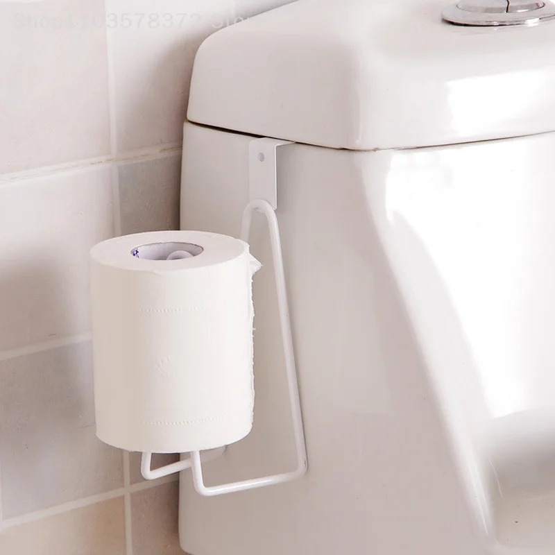 

Toilet Paper Towel Holder Wall Mounted Bathroom Paper Towel Holder Cabinet Door Hooks No Punch Iron Art Tissue Rack