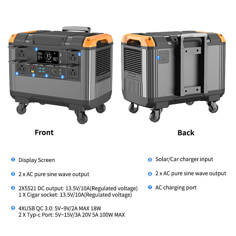 Portable Power Stations 3000w 2688wh Camping Equipment Expandable LiFePO4 Battery Outdoor Activities Power Outages RV Powerbank