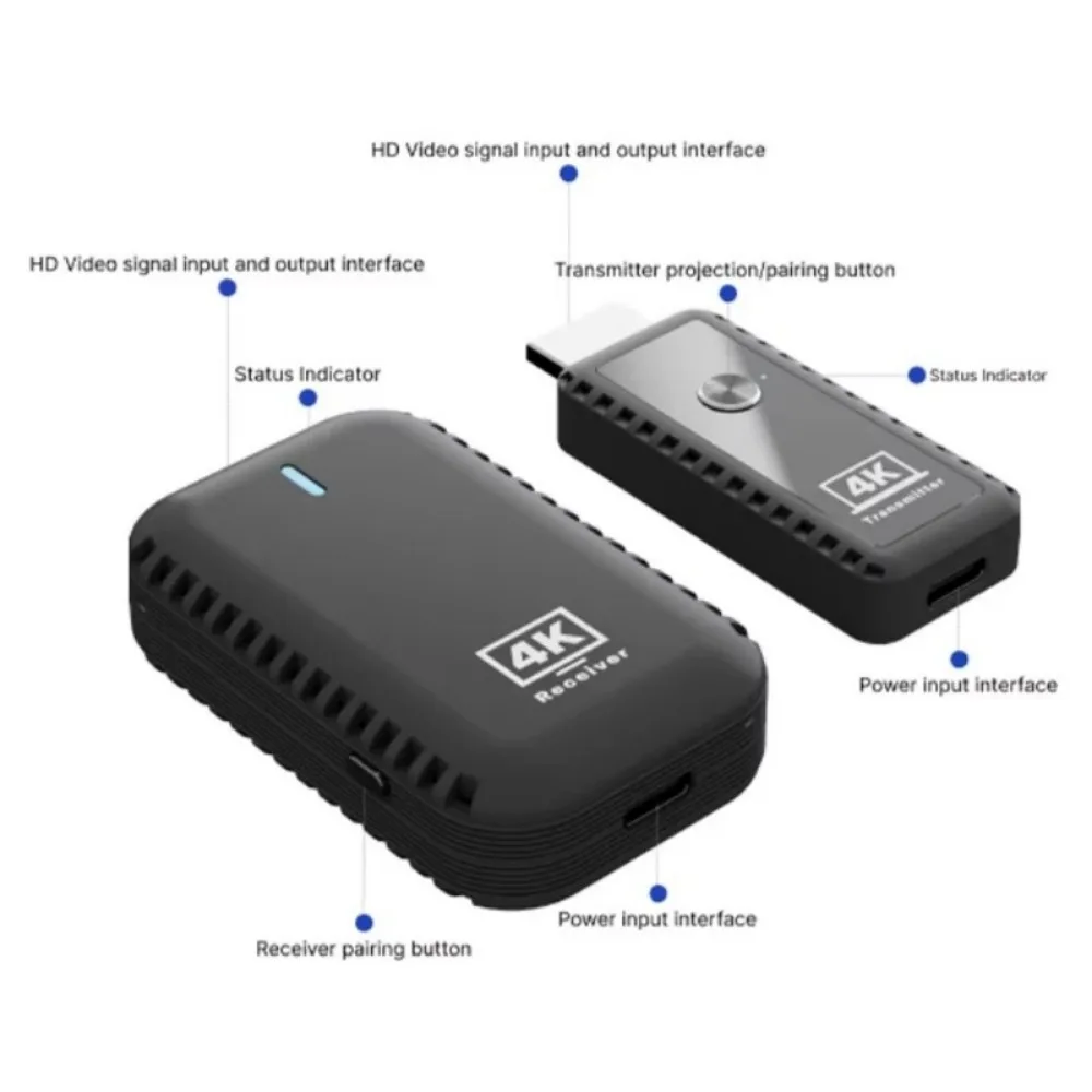 30M Wireless HDMI Video Transmitter and Receiver Extender Display Adapter Dongle 4K 5G for PS4 PC To TV Monitor Projector Stick