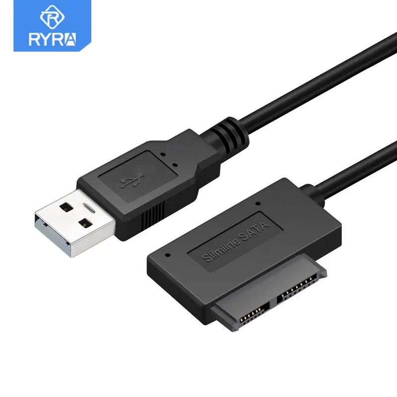

RYRA USB 2.0 To Mini Sata II 7+6 13Pin Adapter Converter Cable Steady Style For Laptop CD/DVD ROM Slimline HDD Caddy Drive Cable