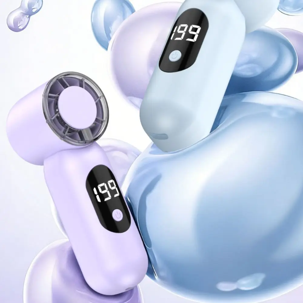디지털 디스플레이 T-55 미니 포켓 팬 USB 충전 포트 저소음 작동 휴대용 고속 터보 팬 (5V/1A 400mAh)