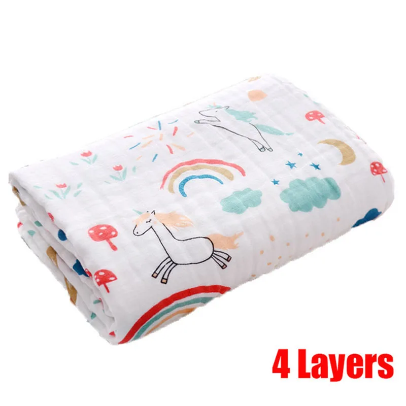 Baby Bath Towel Boy Girl Cotton Blanket For Newborn Bathrobe 4-Layer Gauze Washcloth Infant Swaddle - 4