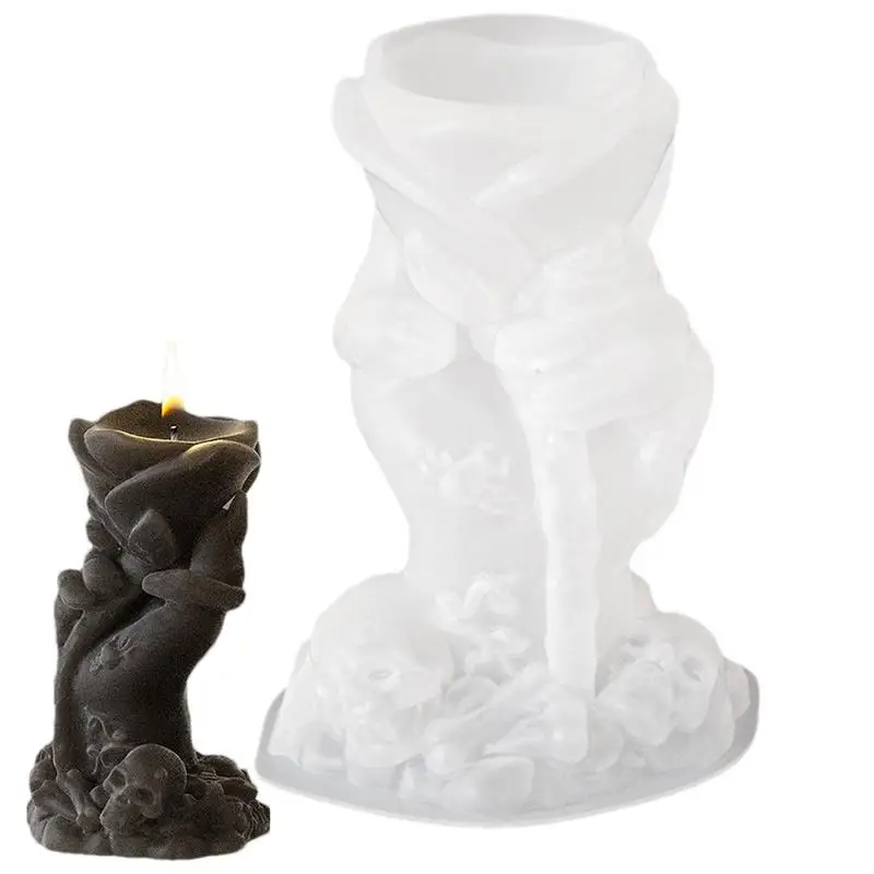 

Silicone Hand Candle Mold Resin Casting Mould Halloween Ghost Hand Zombie Hand Candle Creative Wax Soapbar Molds For Home