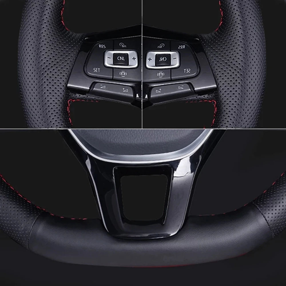 Customized Car Steering Wheel Cover Hand Sewing Microfiber Leather For Toyota Corlla Camry Yaris Auris C-HR RAV4 Car Accessories — view 3