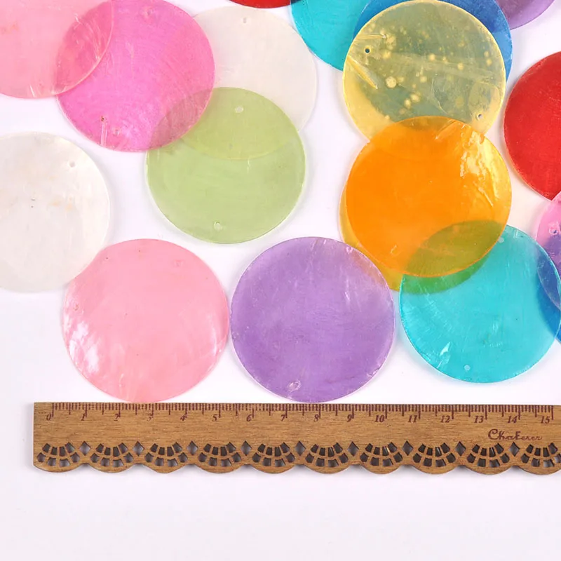 Colorful Round 2 Hole Shells Pendant Hanger DIY Jewelry Making Necklace Charms Gift Decoration Handmade Accessoires 5/10pcs 50mm natural shell ornaments
