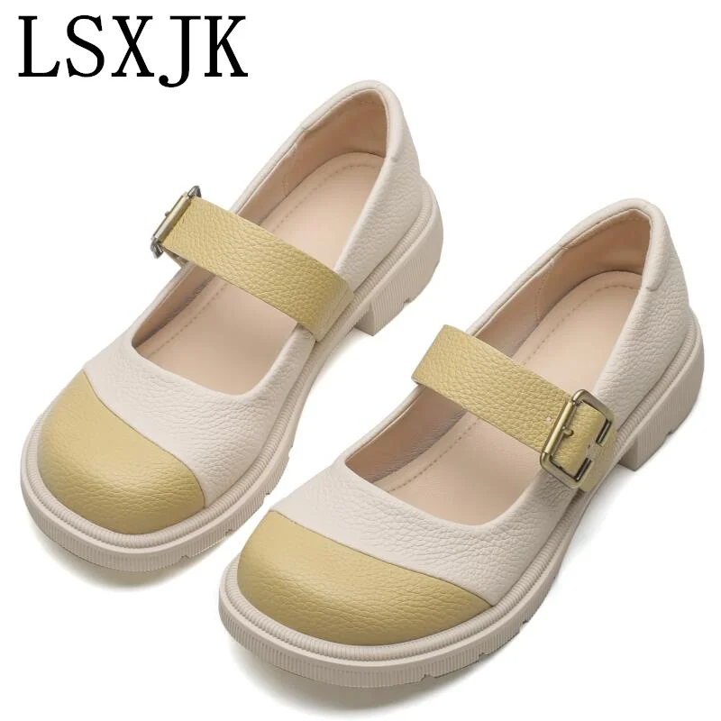

Mary Jane Shoes Female Shoes For Women 2022 Spring Autumn New Leather Shoes Female Fairy Shallow Mouth Buckle Thick Sole Pedal