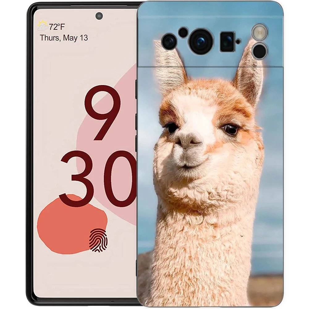 Adorable Kawaii Alpaca Silicone Shockproof Phone Case - Black Cover