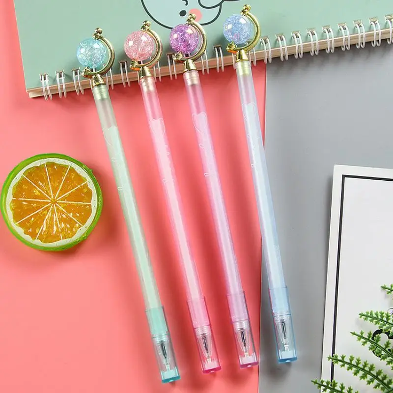 4 Piece Stationery Cute Crystal Globe Stationery Sweet Lovely Pretty Candy Gel Pen 2