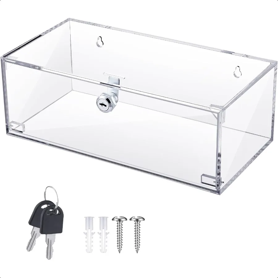 Locking Medicine Storage Box with Keys and Mounting Hardware