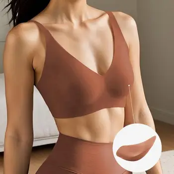 BEAUWEAR Plain Seamless Underwear Female Wireless Push Up Bra with Removable Pad Soft Comfort Lingerie for Sleep Sport S M L XL 1